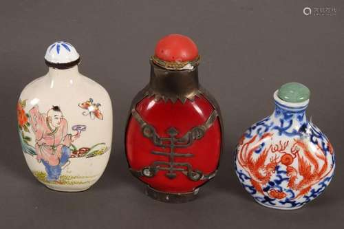 Three Chinese Snuff Bottles,