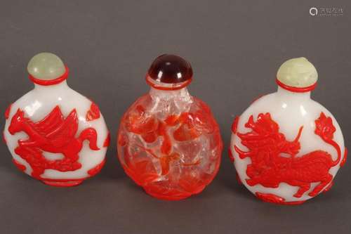 Three Glass Snuff Bottles,