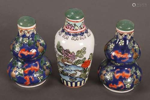 Three Porcelain Snuff Bottles,