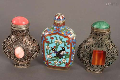 Three Metal Snuff Bottles,