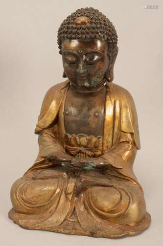 Heavy Chinese Seated Bronze Buddha,