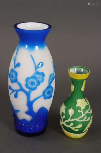 Two Chinese Peking Glass Cameo Vase,