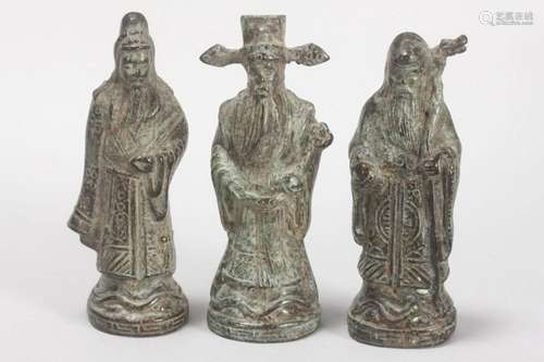 Three Chinese Brass Figures,