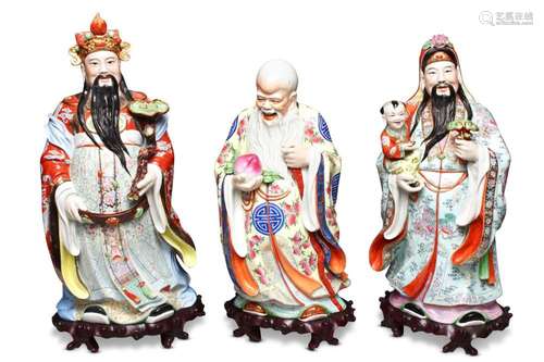 Three Large Chinese Porcelain Immortals,