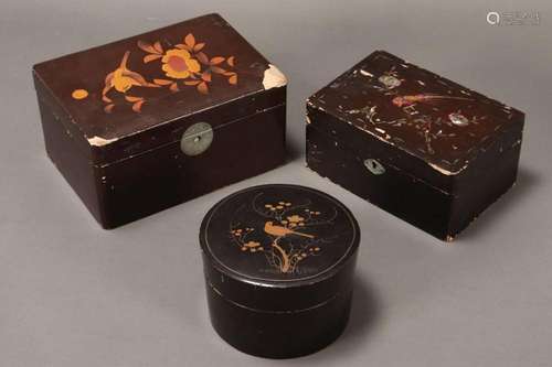 Three Japanese Lacquer Ware Boxes,