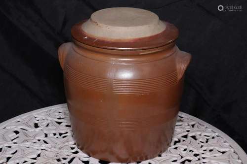 Stoneware Lidded Jar and Cover,