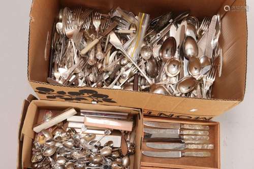 Box of Assorted Silver Plate Flatware,