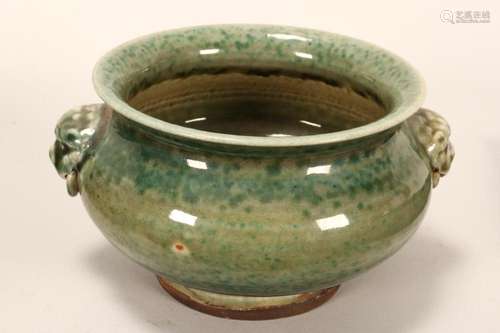 Chinese Green Glaze Censer,