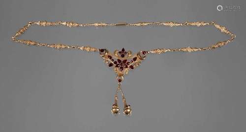 Granatcollier Biedermeier