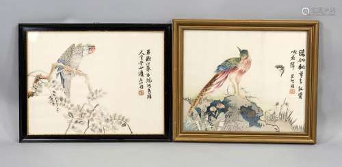 Two silk embroideries(kesi), China,