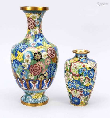 2 vases enamel cloisonné with mille