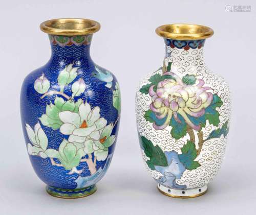 2 vases enamel cloisonné, China, 1s