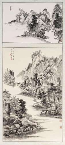 Qinglin: Hanging scroll with two la