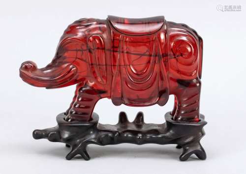 Wine red bakelite elephant, China,