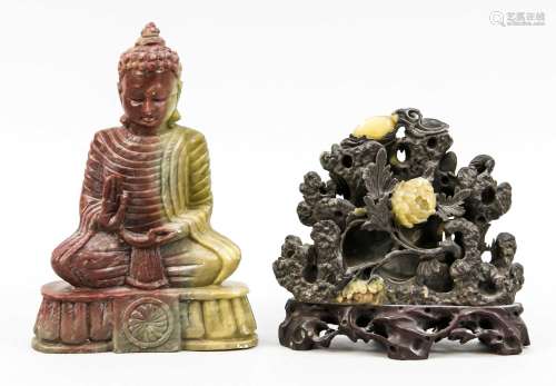 2 soapstone carvings, China, mid 20