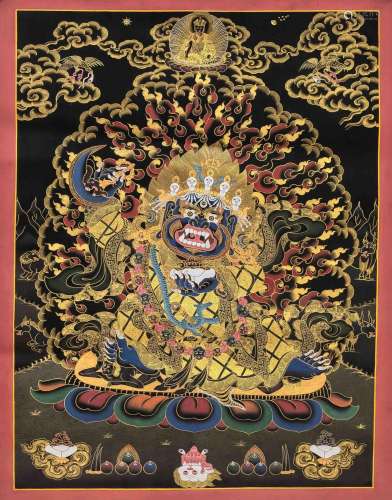 Tibetan thangka, 20th century, poly
