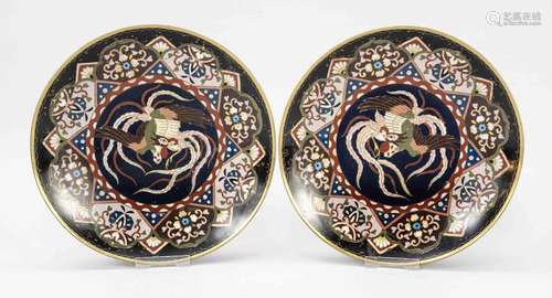 Pair of cloisonné plates, Japan, c.