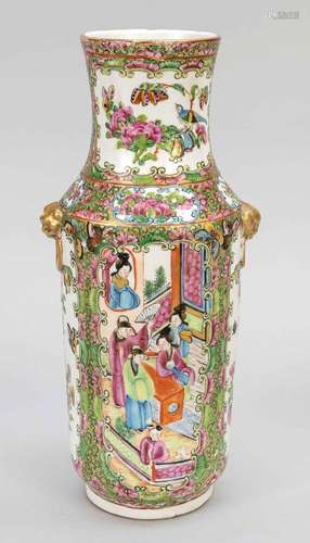 Rouleau vase of the famille rose, C