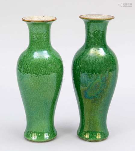 Pair of apple-green vases, China, K