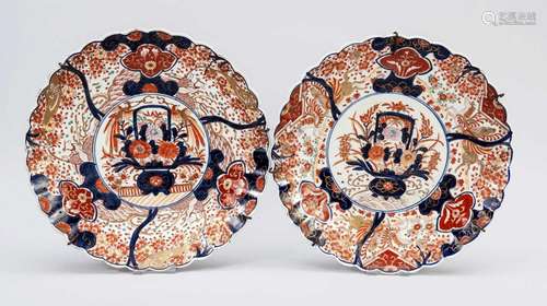 Two Imari plates in chrysanthemum f