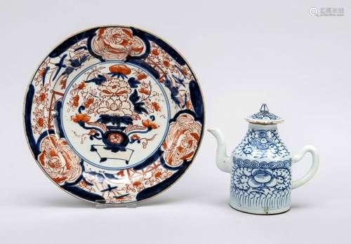 Imari plate and jug, plate: Japan,