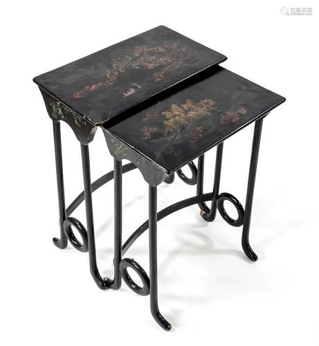 Two side tables with chinoiseries,