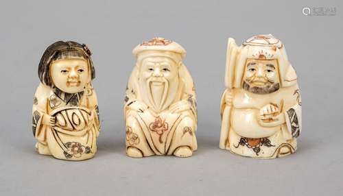 3 figural netsuke, Japan, 1st h. 20