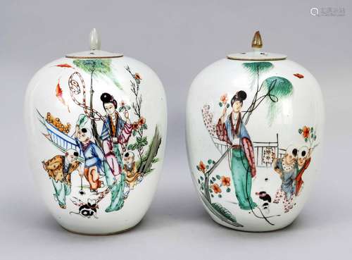 Pair of large shoulder pots, China,