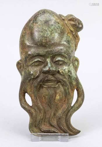 Mask of Laozi, China, patinated bro