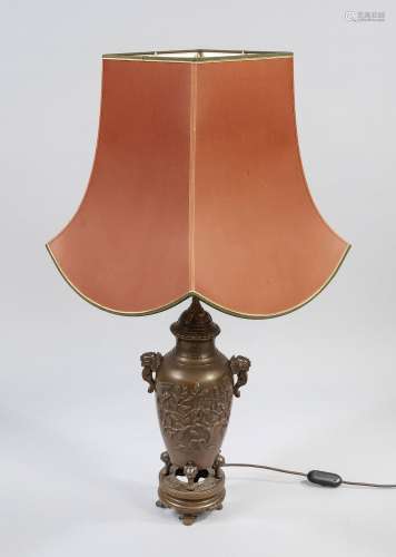 Large bronze vase as lamp stand, pr