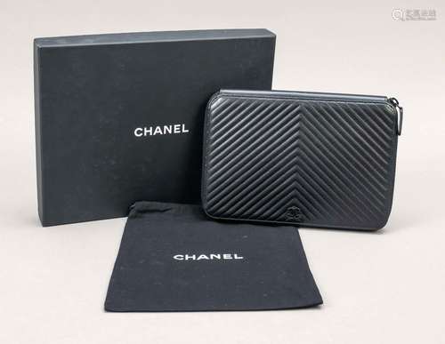 Chanel, document case, black quilte