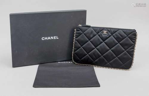 Chanel, Black Quilted Satin Chain T