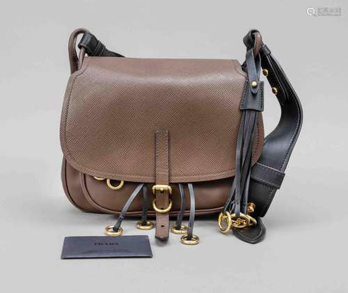 Prada, Brown Saffiano/Smooth Leathe