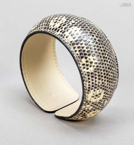 Hermes, wide open bangle in reptile