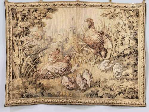 Tapestry, scene with partridge fam