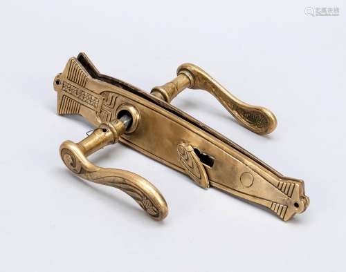 Art Nouveau lever handle set, arou