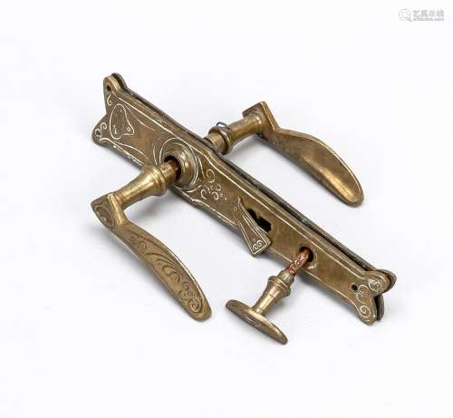 Art Nouveau lever handle set, arou