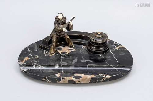 Writing set, 19th c. Bronze, marbl