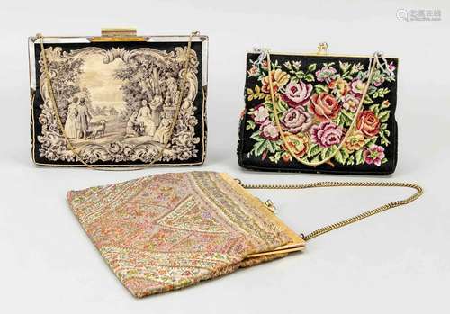 3 evening bags, 19th/20th century,