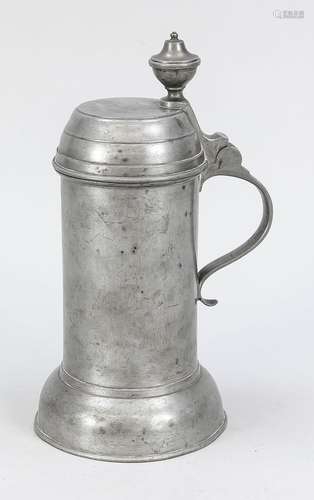 Pewter jug with lid mount, dated 1