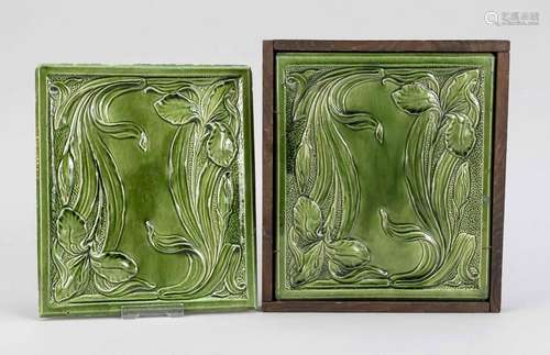 2 Art Nouveau stove tiles, around