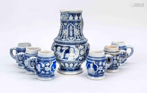 Seven-piece Westerwald stoneware d