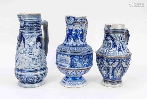 Three Westerwald stoneware jugs, 2