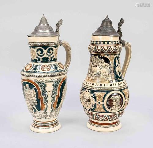 Two Westerwald stoneware jugs, 20t