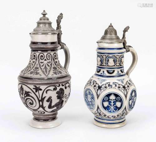 Two Westerwald stoneware jugs, 20t