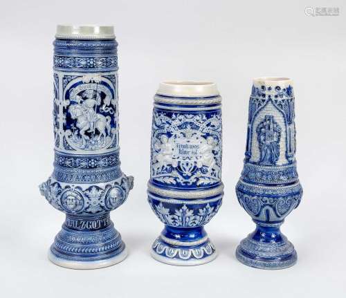 Three Westerwald stoneware vases,