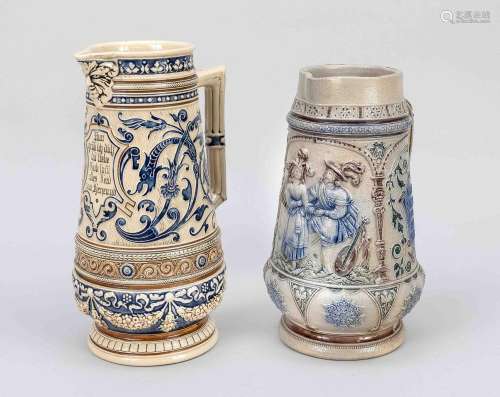 Two Westerwald stoneware jugs, 20t