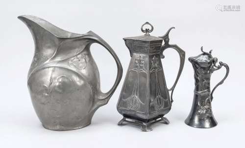 Set of 3 jugs, Art Nouveau c. 1900