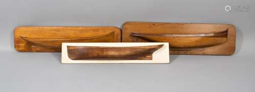 3 ship models, wood, around 1900.