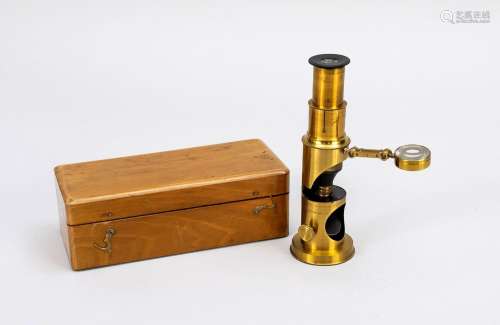 Small microscope in wooden box, ar